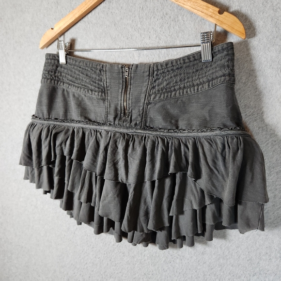 Free People Frost Bite Mini Skirt Layerd Ruffle Womens Size 8 Gray Y2k Style - Picture 2 of 13
